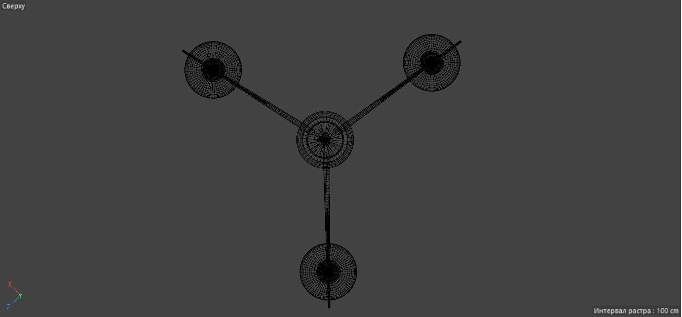 chandelier three light ceiling lamp in brass and glass 3D model_7