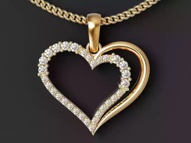Heart pendant  gold silver printable 3d model