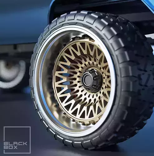 Mesh Offroad Wheel set with low profile tires 3D print model