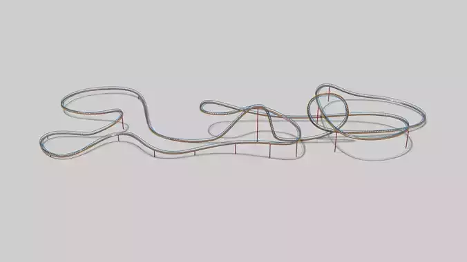 Rollercoaster train track Low-poly 3D model