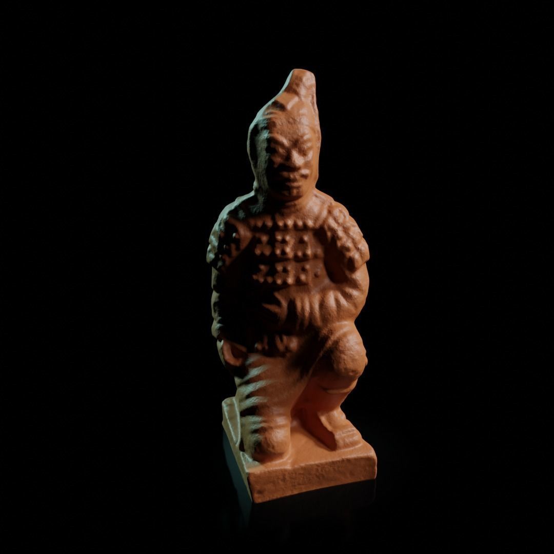 chinese kneeling terracotta warrior figurine  3D print model_8