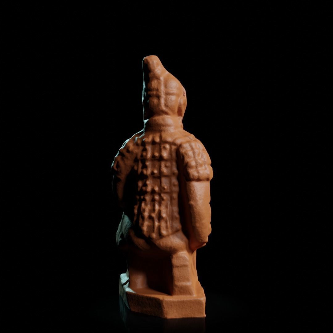 chinese kneeling terracotta warrior figurine  3D print model_4