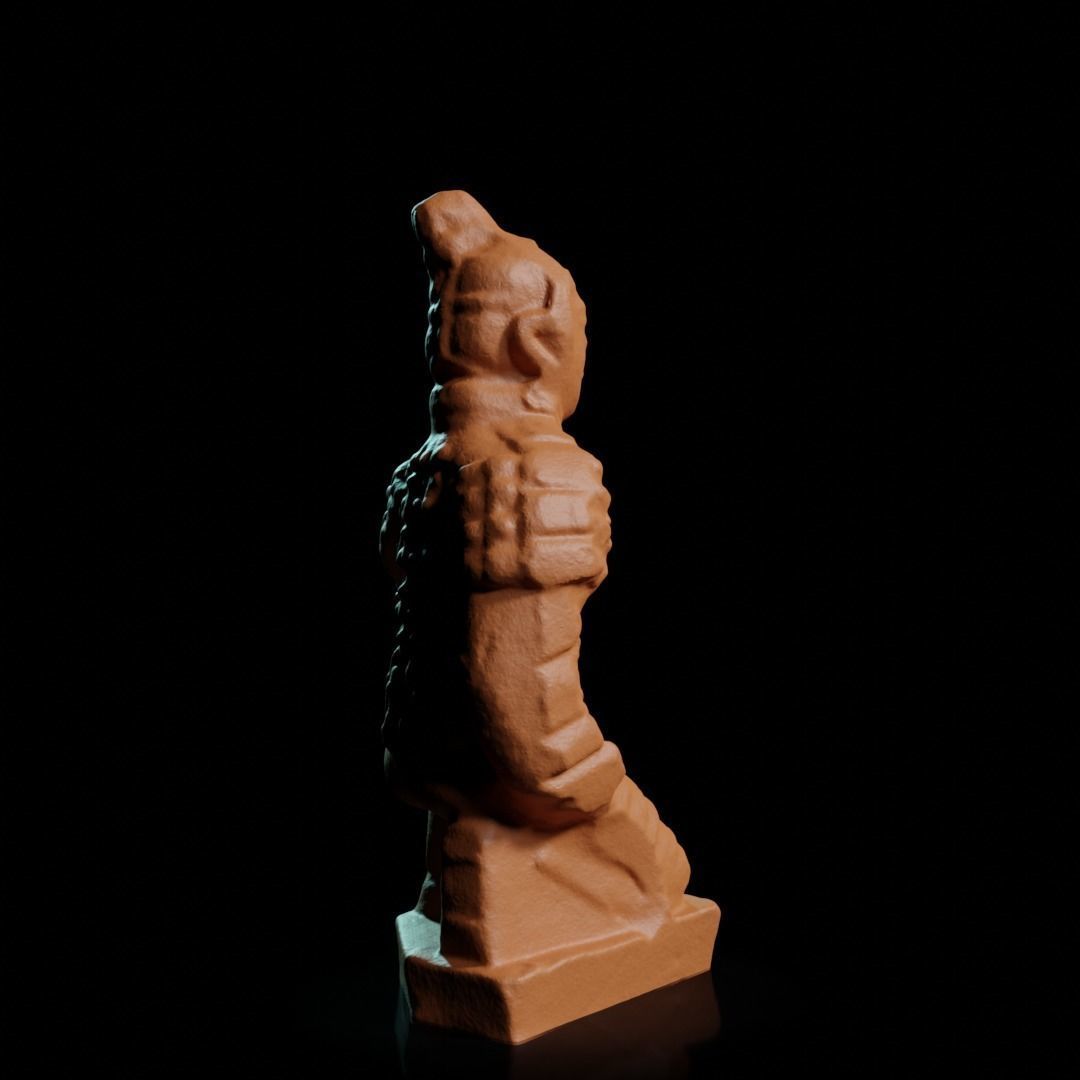 chinese kneeling terracotta warrior figurine  3D print model_3
