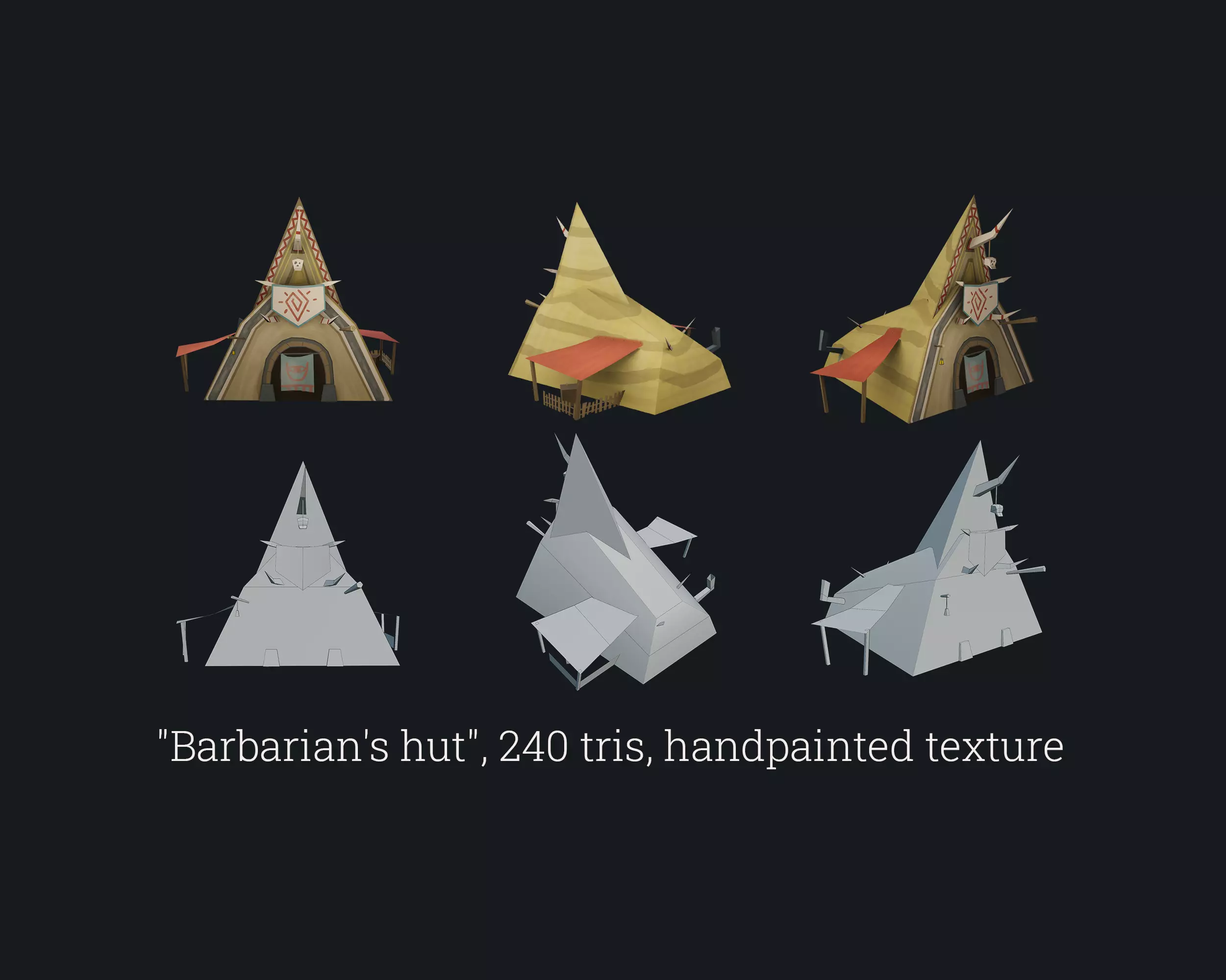 Hut of the barbarian hunter Free low-poly 3D model