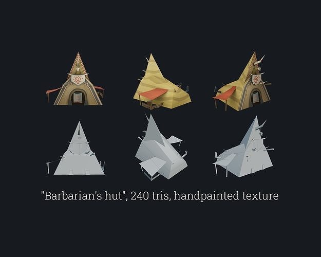 Hut of the barbarian hunter Free low-poly 3D model