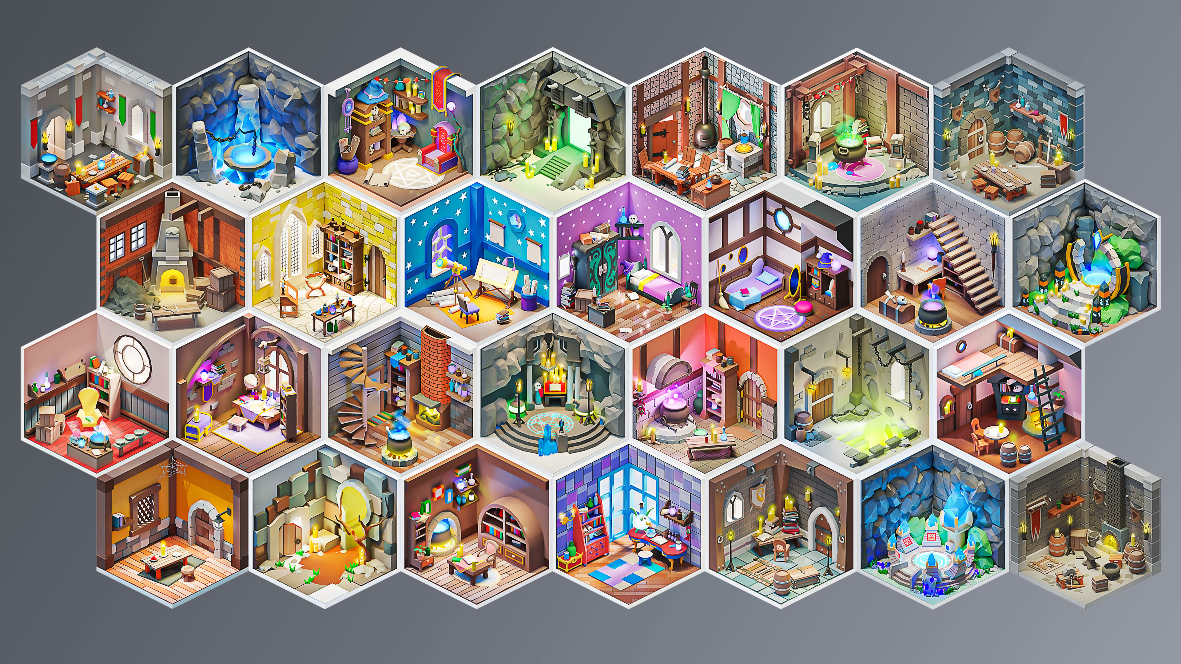 Magic Rooms Low-poly 3D model_2