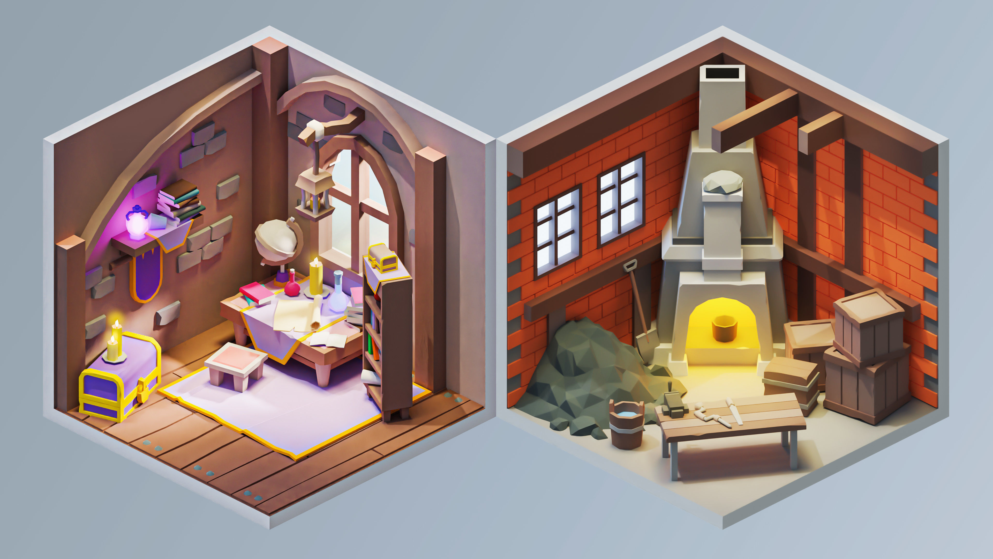 Magic Rooms Low-poly 3D model_6