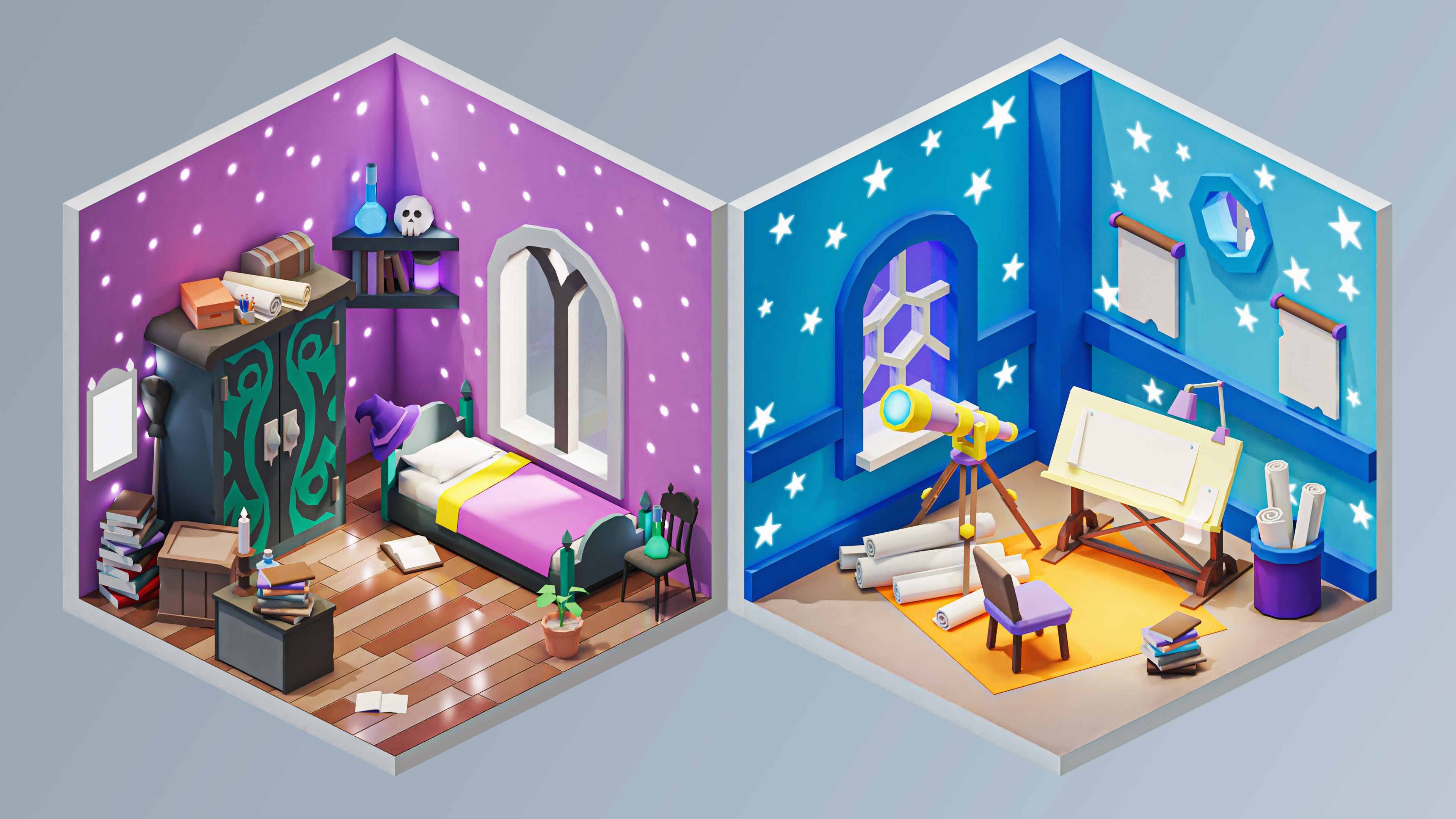 Magic Rooms Low-poly 3D model_3