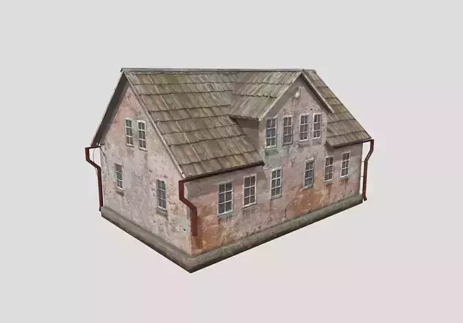 Abandoned house in European style Free low-poly 3D model