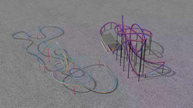 TWO Rollercoaster  3D Model Collection