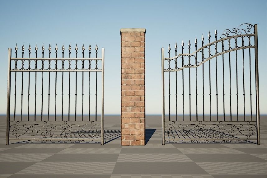 Modular Iron Fence Low-poly 3D model_4