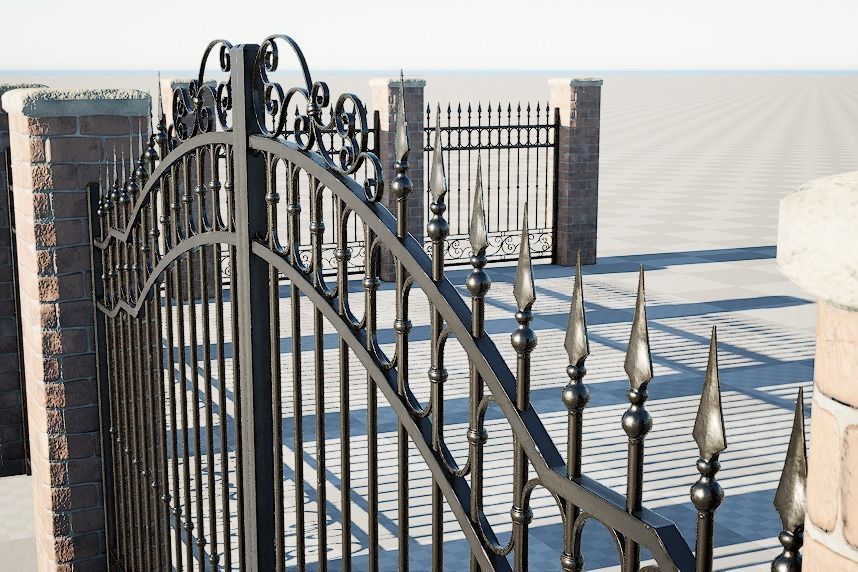 Modular Iron Fence Low-poly 3D model_2