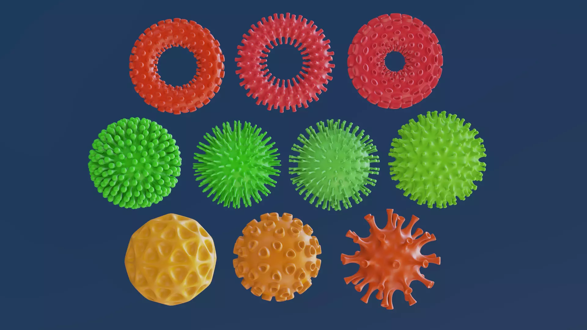 Virus Model Set coronavirus Free 3D model