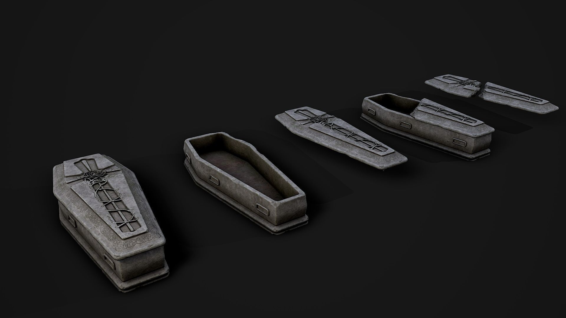 HQ Gothic Coffin Low-poly 3D model