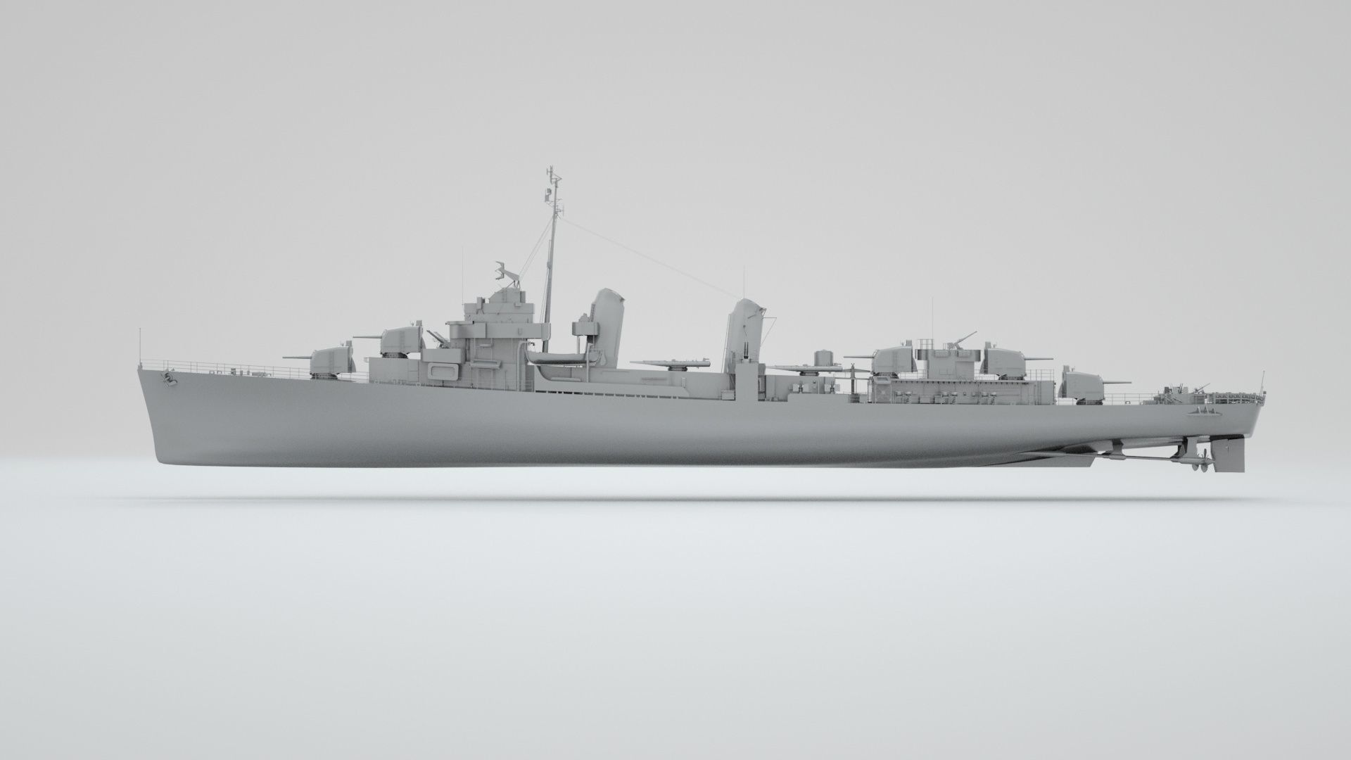 USS Johnston Destroyer DD-557 3D model_7