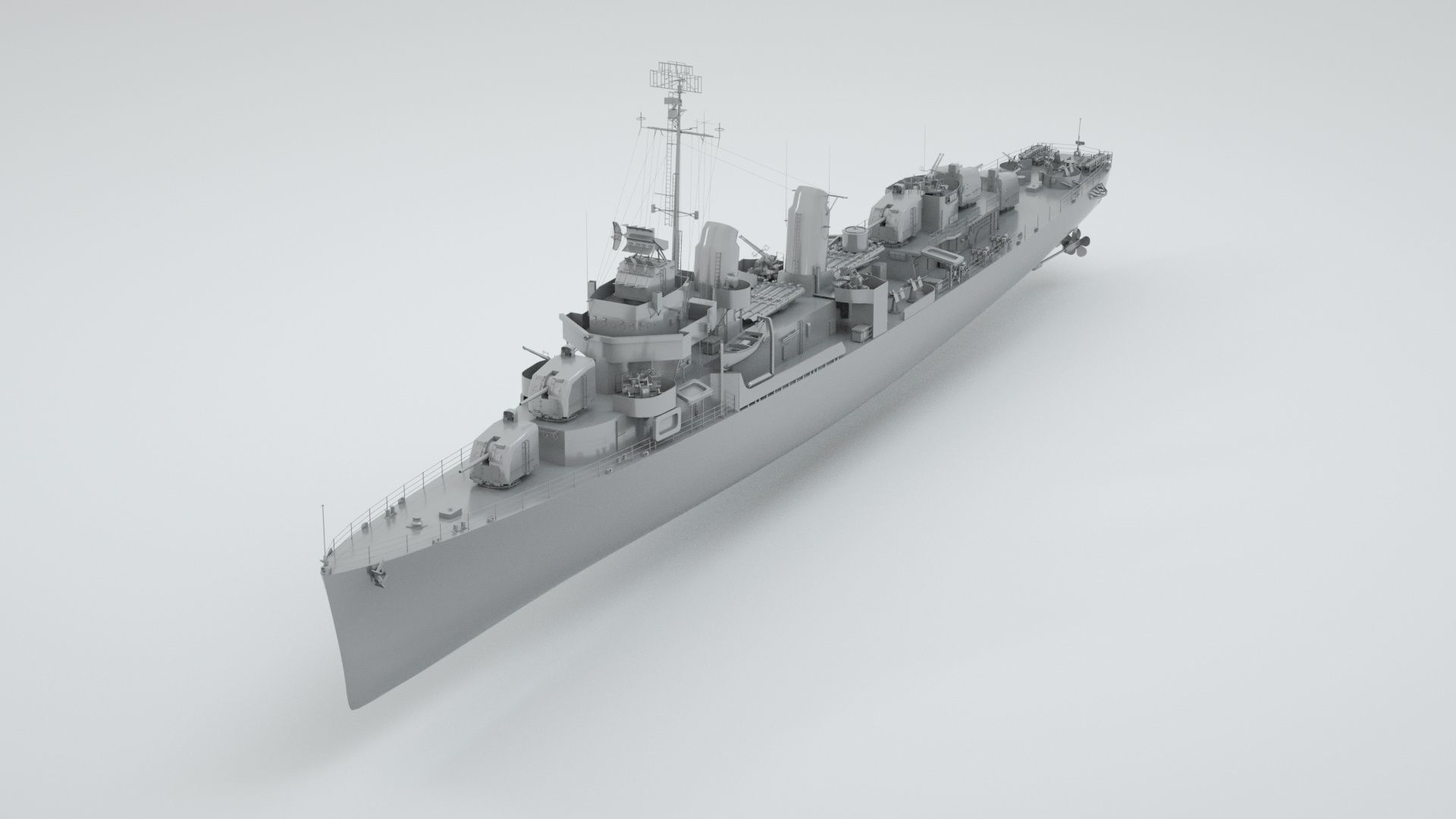 USS Johnston Destroyer DD-557 3D model_1