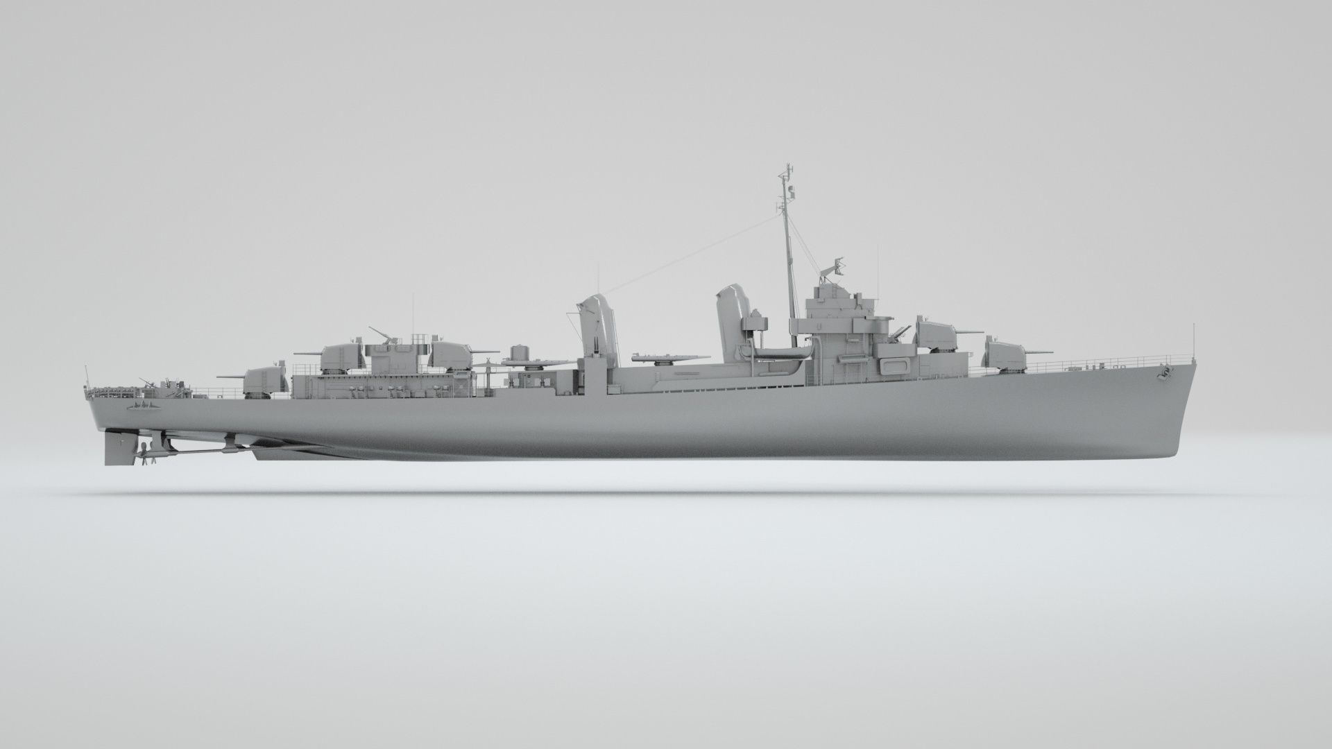 USS Johnston Destroyer DD-557 3D model_8