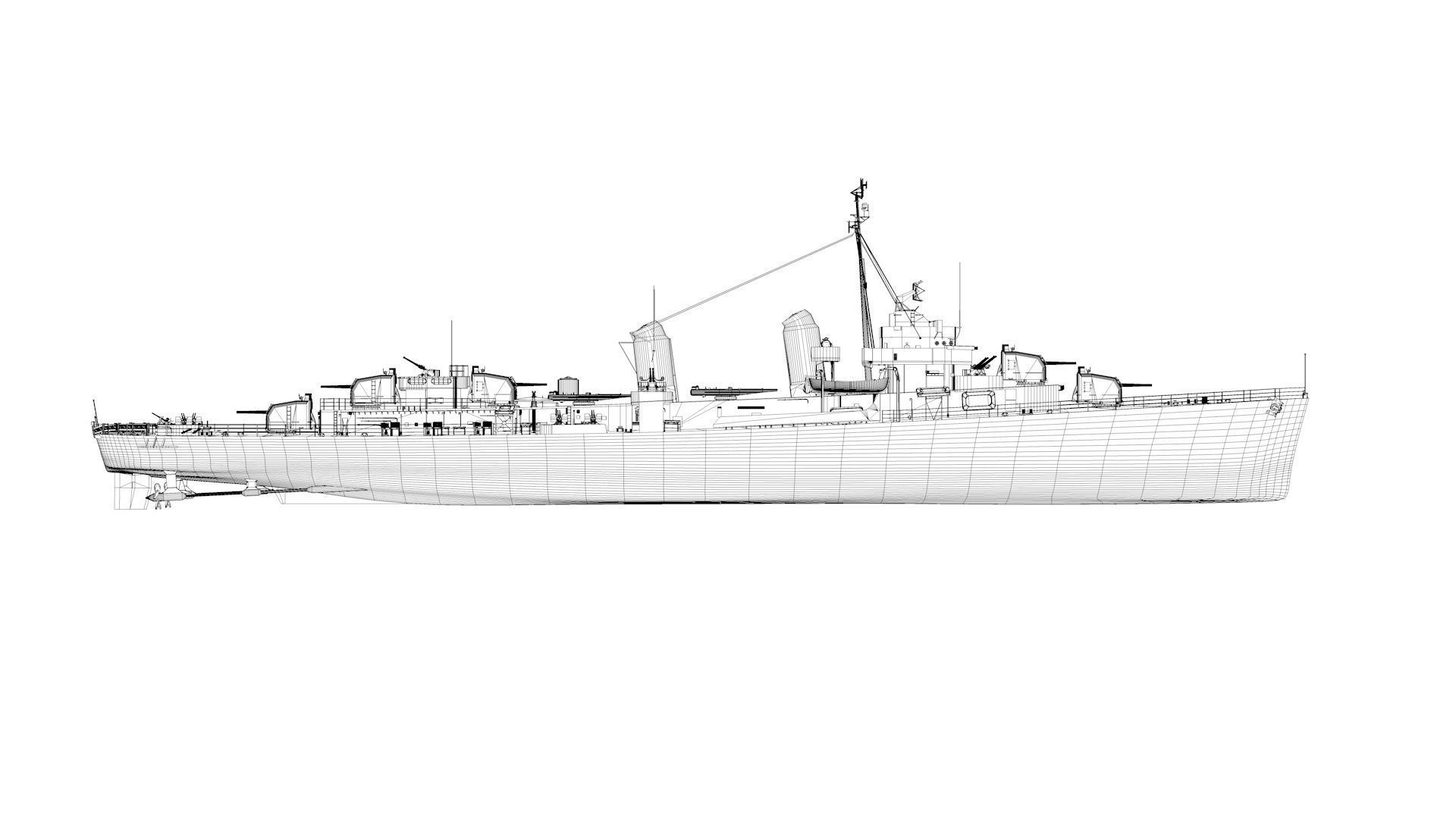 USS Johnston Destroyer DD-557 3D model_12