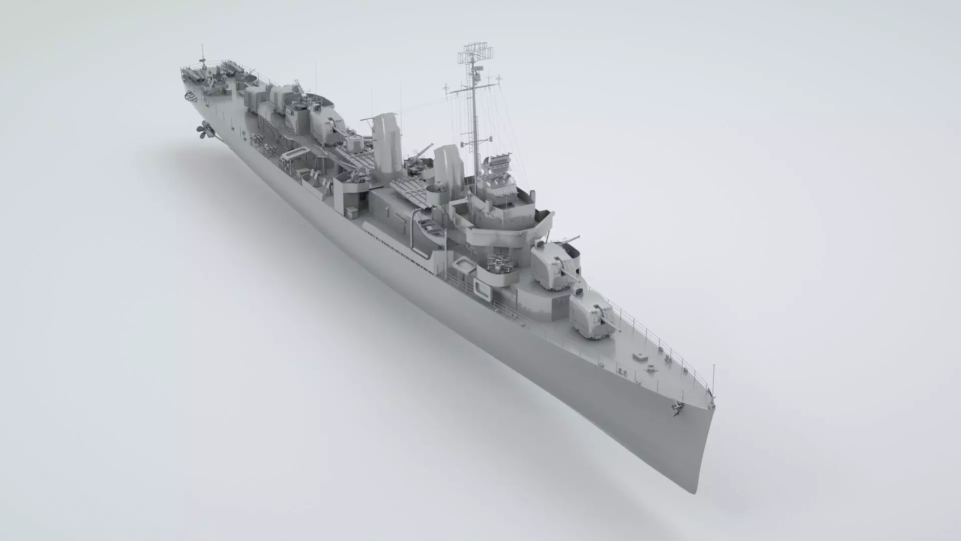 USS Johnston Destroyer DD-557 3D model_0