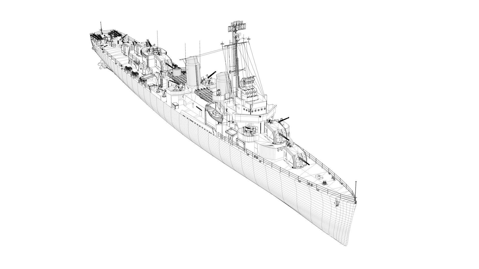 USS Johnston Destroyer DD-557 3D model_14