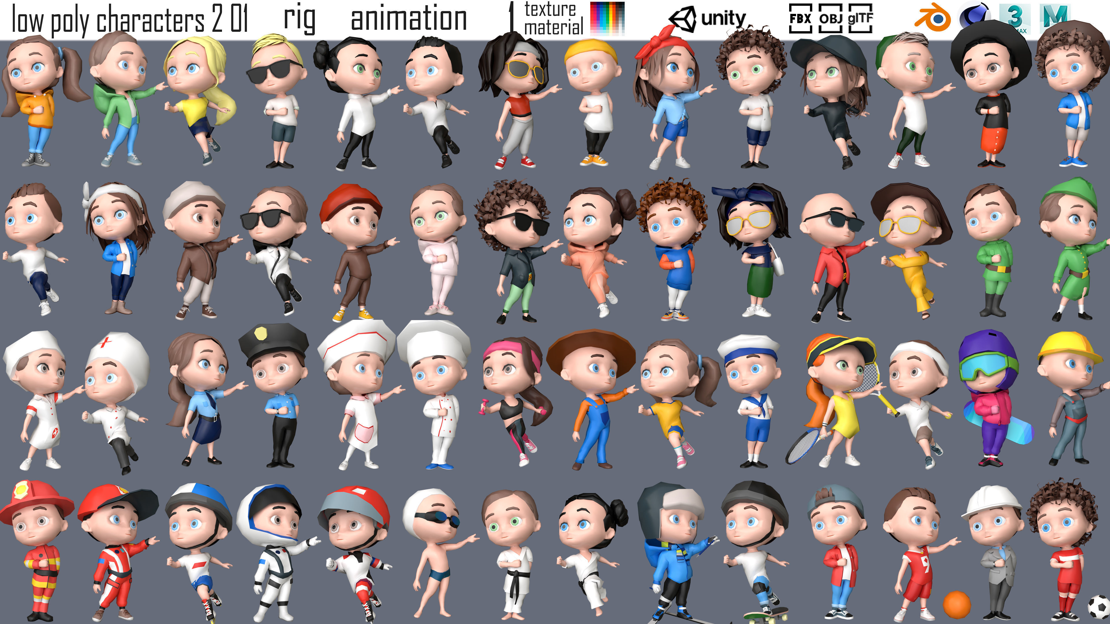 low poly interior 6 and characters 2 01 3D Model Collection_3
