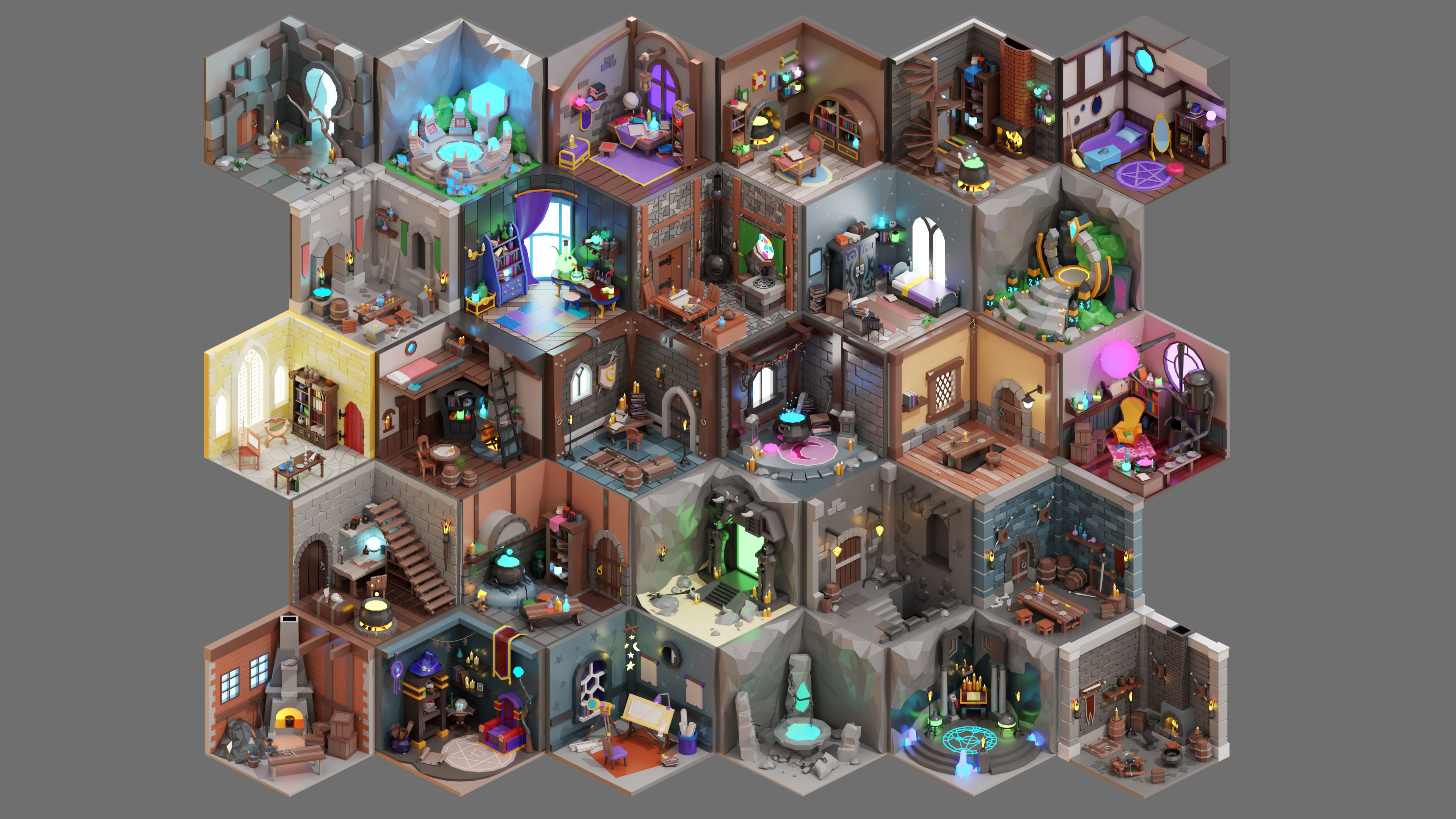 low poly interior 6 and characters 2 01 3D Model Collection_6