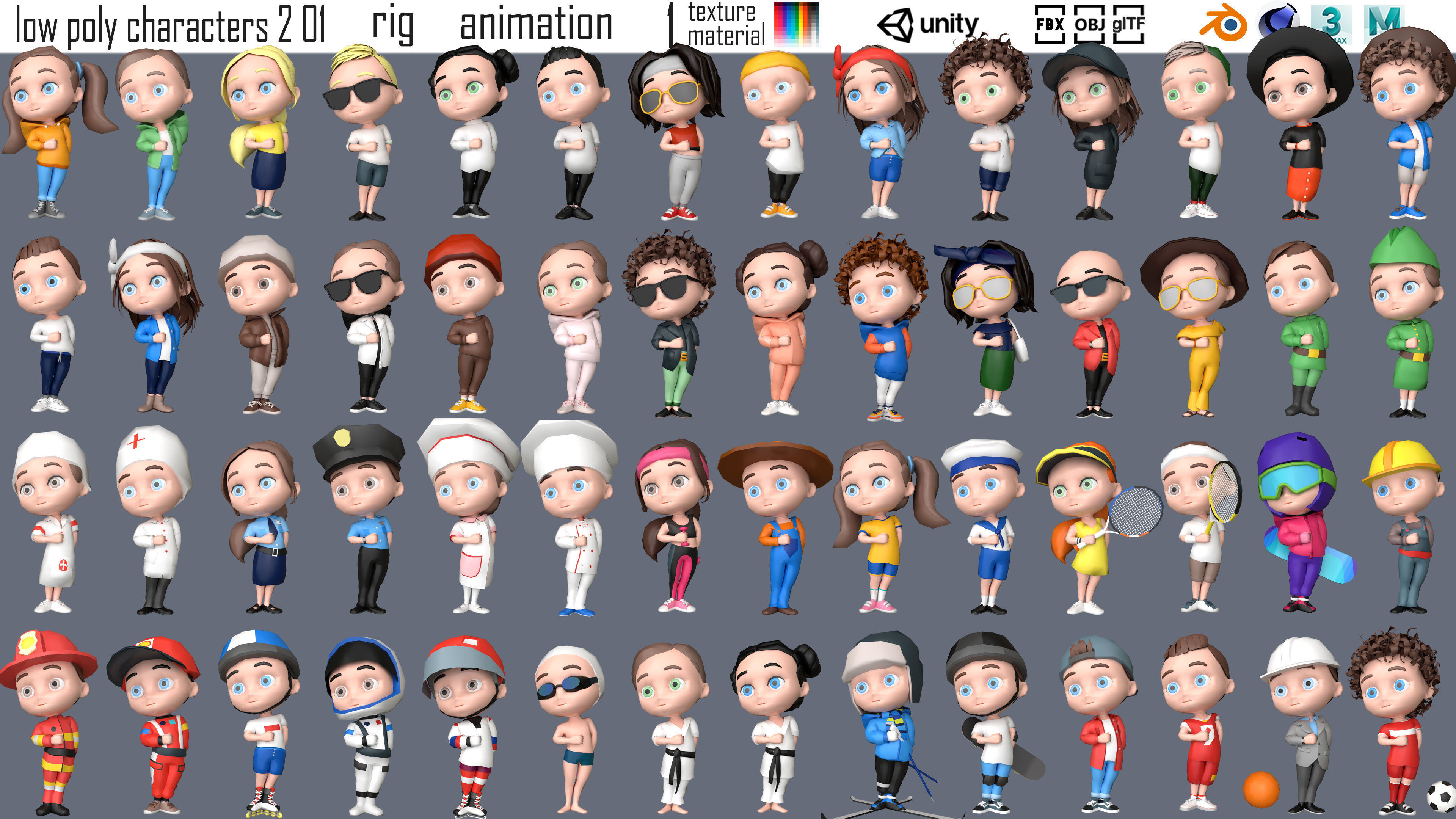 low poly interior 6 and characters 2 01 3D Model Collection_5