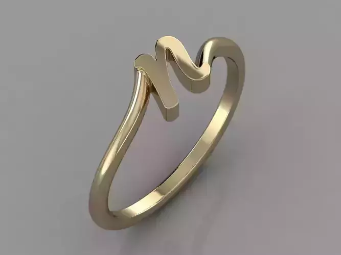 Alphabet Ring N 3D print model