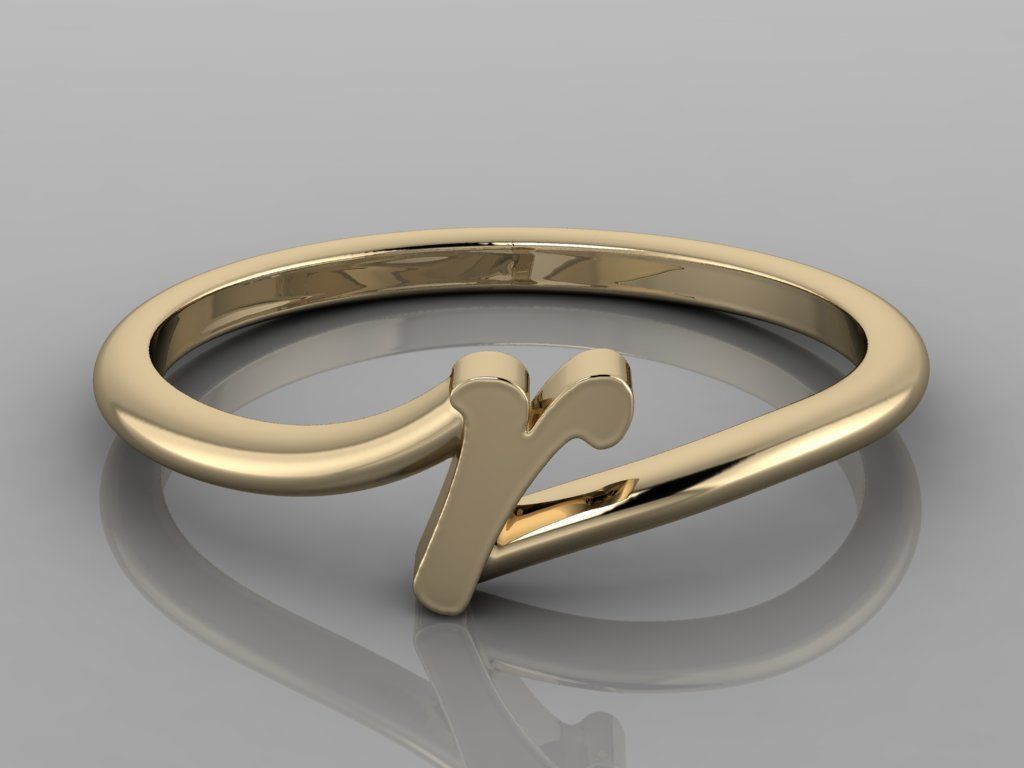 Alphabet Ring R 3D print model_11