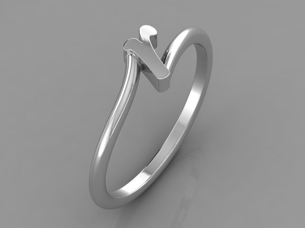 Alphabet Ring R 3D print model_7