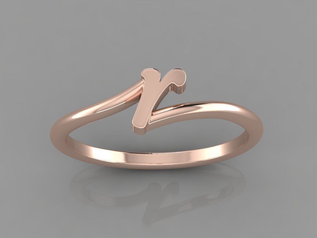 Alphabet Ring R 3D print model_2