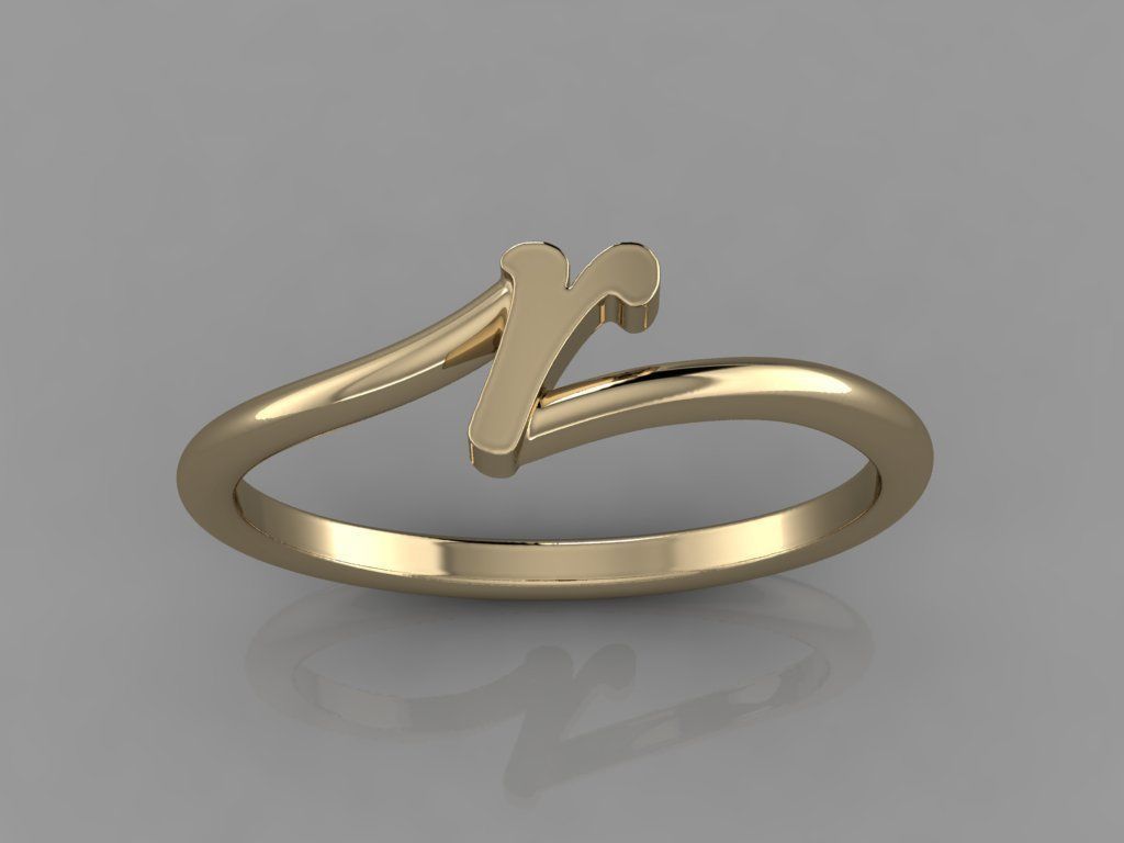 Alphabet Ring R 3D print model_10