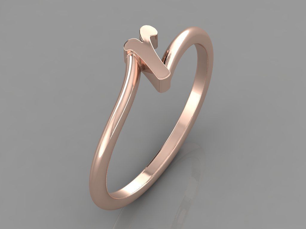 Alphabet Ring R 3D print model_3