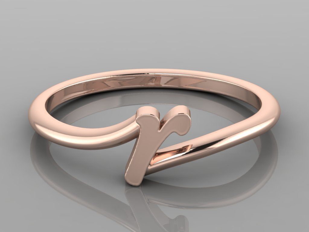 Alphabet Ring R 3D print model_4
