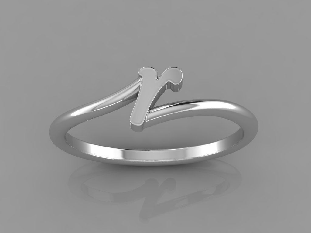 Alphabet Ring R 3D print model_6