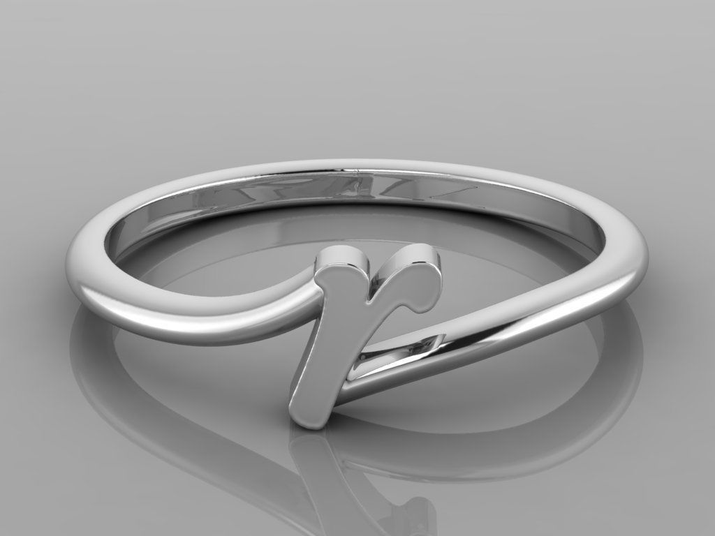 Alphabet Ring R 3D print model_8