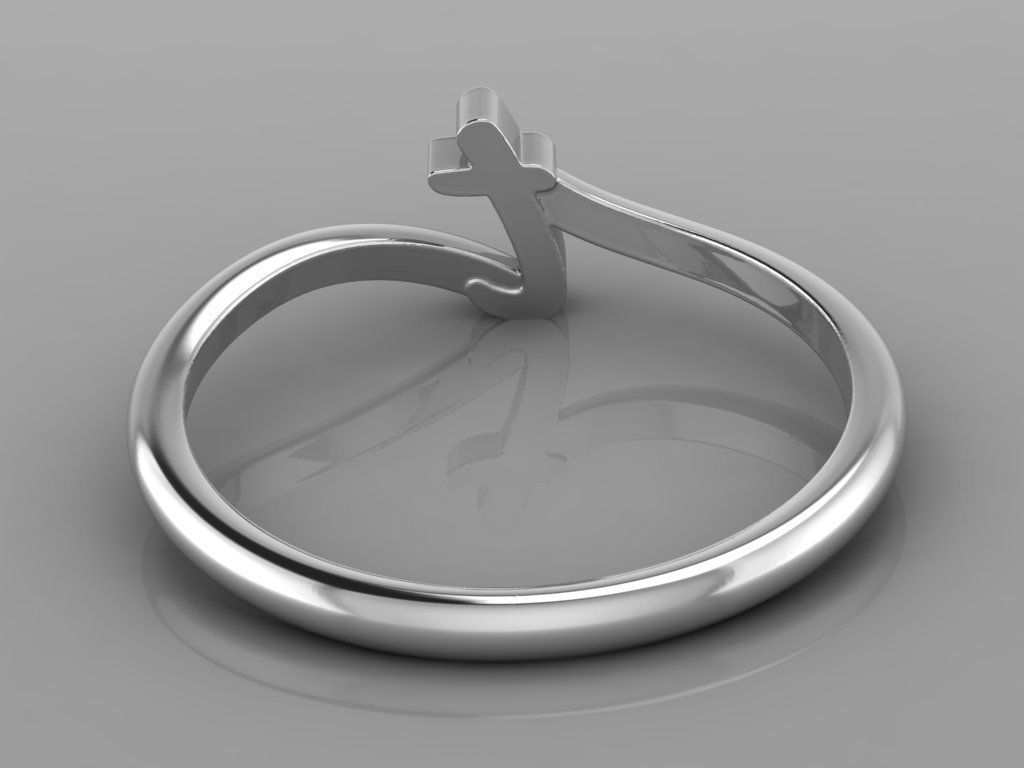 Alphabet Ring T 3D print model_9