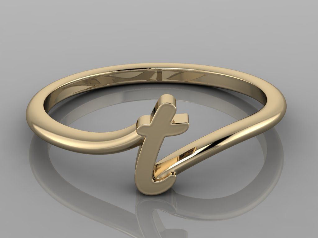 Alphabet Ring T 3D print model_11