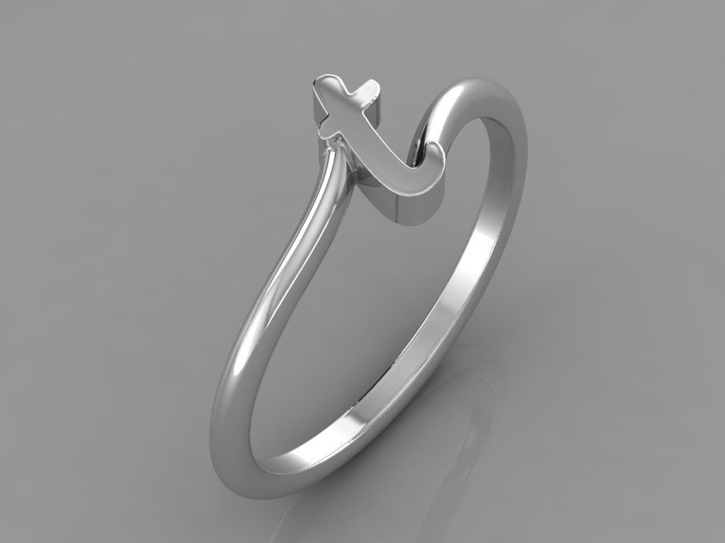 Alphabet Ring T 3D print model_7