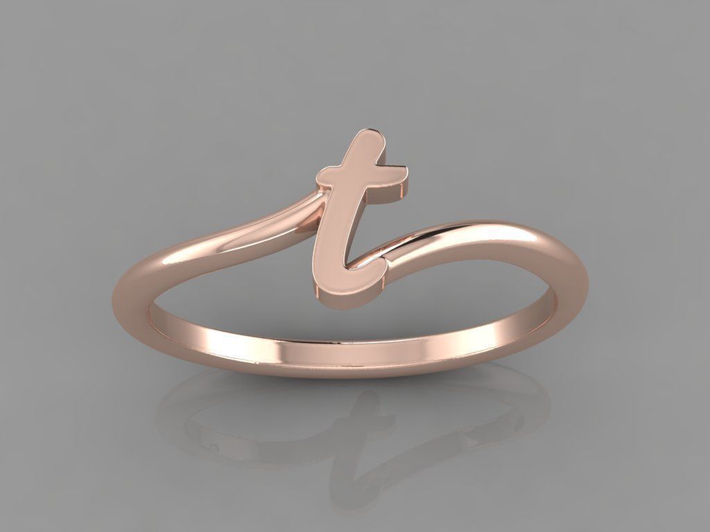 Alphabet Ring T 3D print model_2