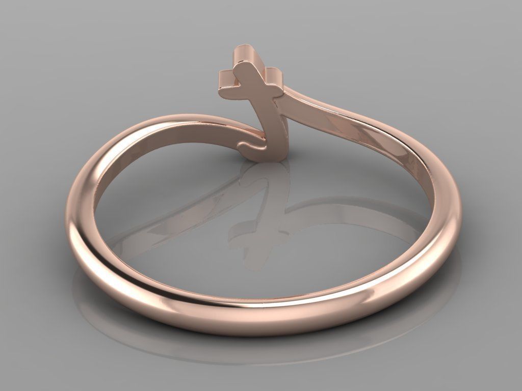 Alphabet Ring T 3D print model_5
