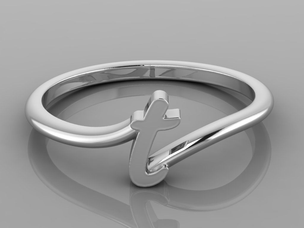 Alphabet Ring T 3D print model_8