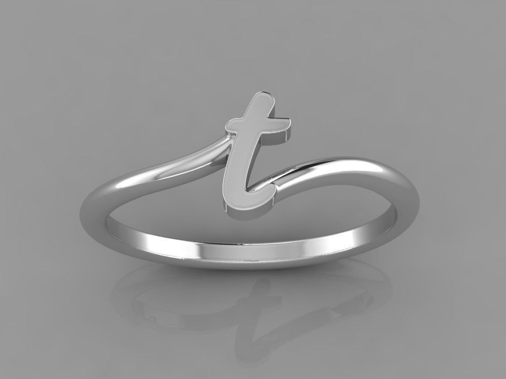 Alphabet Ring T 3D print model_6