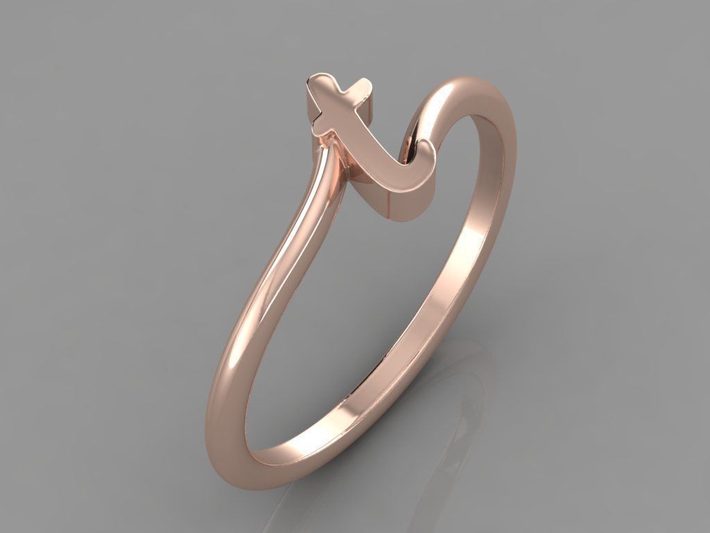 Alphabet Ring T 3D print model_3