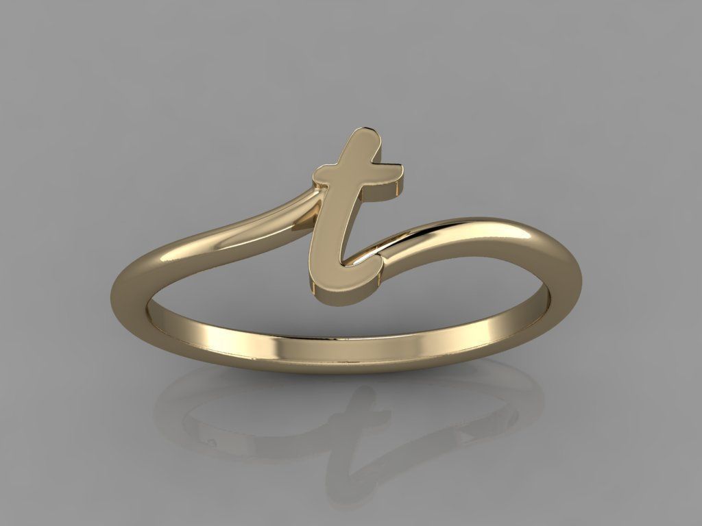 Alphabet Ring T 3D print model_10