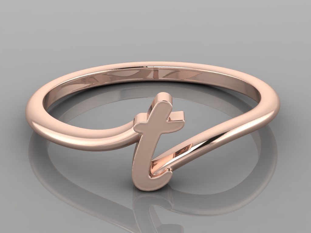 Alphabet Ring T 3D print model_4