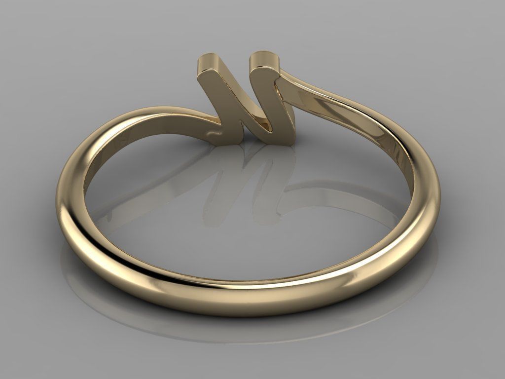 Alphabet Ring U 3D print model_12