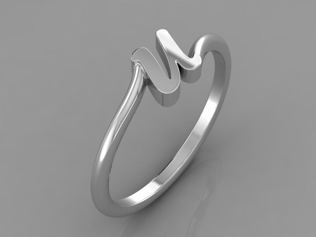 Alphabet Ring U 3D print model_7