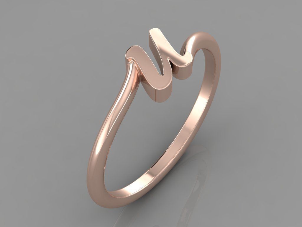 Alphabet Ring U 3D print model_3