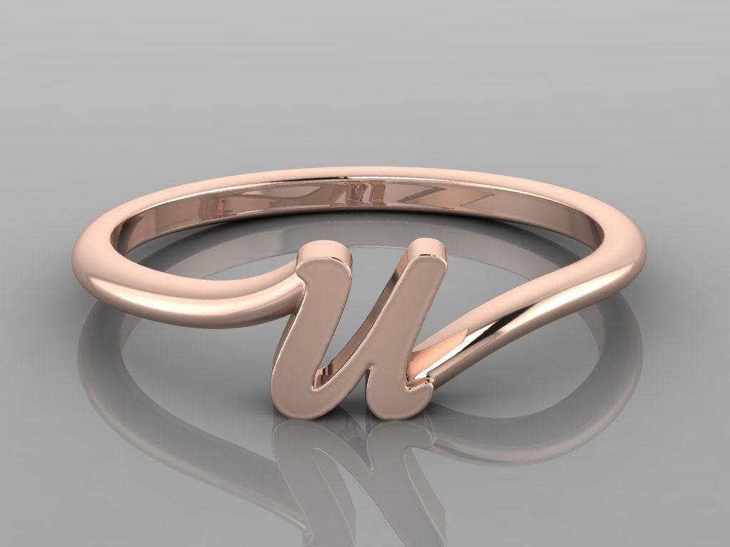 Alphabet Ring U 3D print model_4